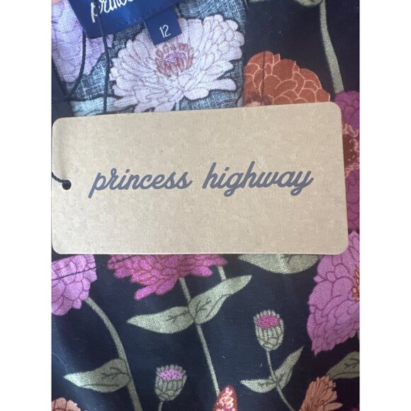 Princess Highway Floral Size 8 Linen Blend Jumpsuit Belt Black Multicolor NWT - Picture 11 of 13